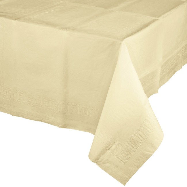 Ivory 2/Ply Paper-Poly Banquet Tablecloth 54" x 108" Tableware Party Supplies