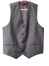 Gioberti Gray Button-Up Vest With Adjustable Back Strap Size 10 Formal Style For