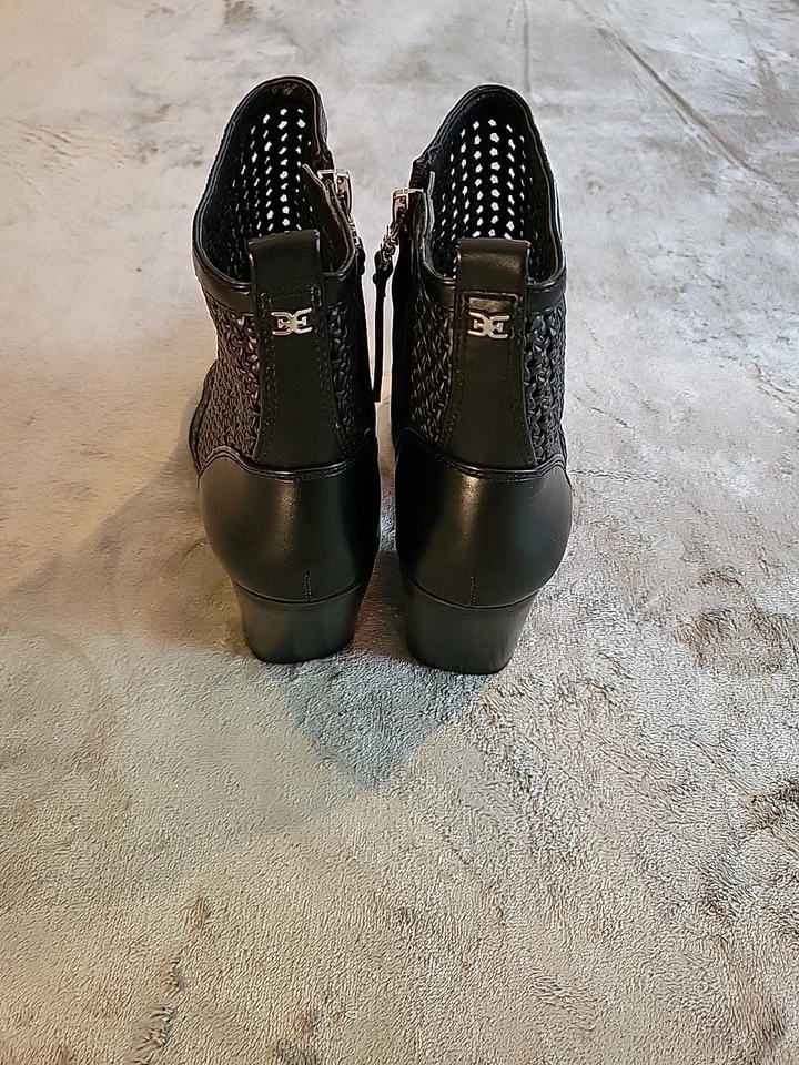 Botas ocidentais femininas Sam Edelman Elita preto bloco recortado pontiagudo tamanho 7 ** - Imagem 3 de 4