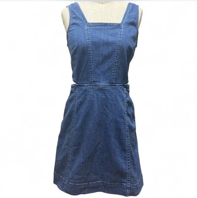 Madewell Denim Cutout Dress Size 6 POCKETS Sleeveless Zip Back Wide Straps  | eBay