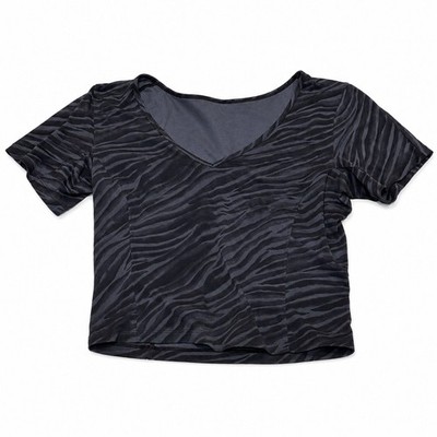 Lululemon Align V-Neck Cropped Tee Black Zebra Print Short Sleeve Shirt Size M
