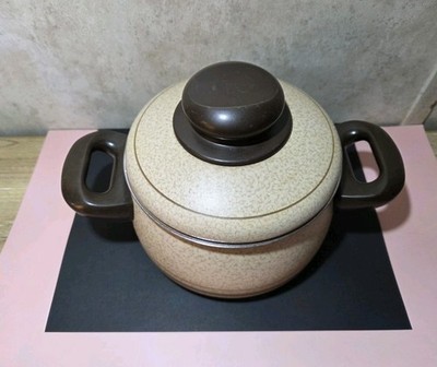 Vintage German Silit Silargan 16cm Stock Pot W/ Lid - Specked Yellow - Induction