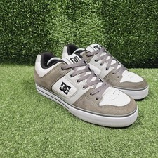 DC Shoes Pure 09 White Leather Grey Suede Athletic Skateboard Sneakers Mens 10.5