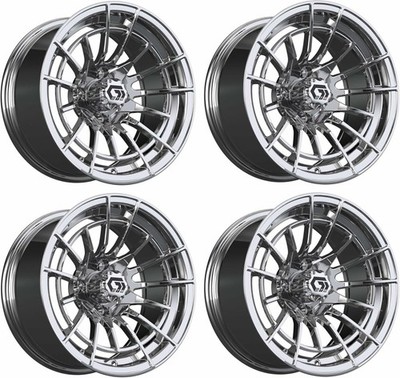 GTW Boost 14 Inch Chrome 14x7 Aluminum Golf Cart Wheel | 3:4 Offset | Set of 4