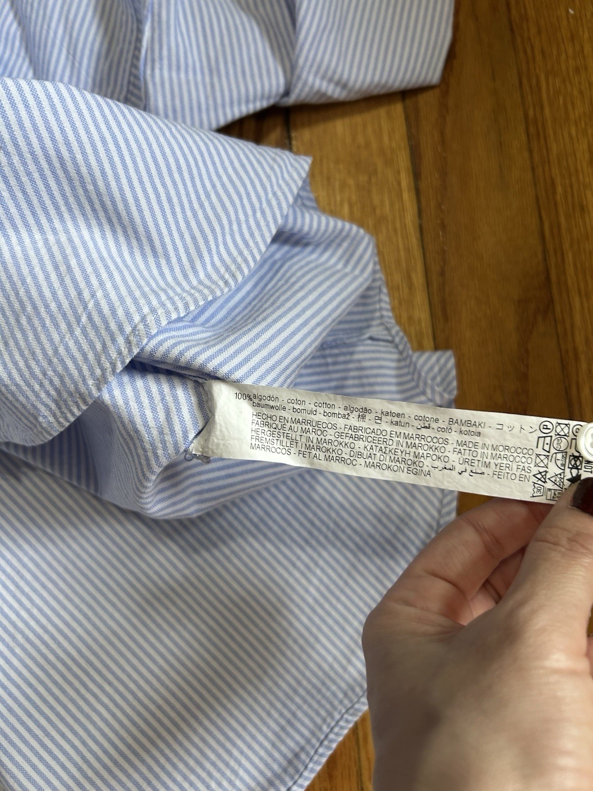 Zara Basic  Blue White Striped Oversized  Button … - image 8