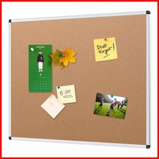 Versatile 90x60cm Cork Notice Board with Silver Aluminium Frame - Easy Install