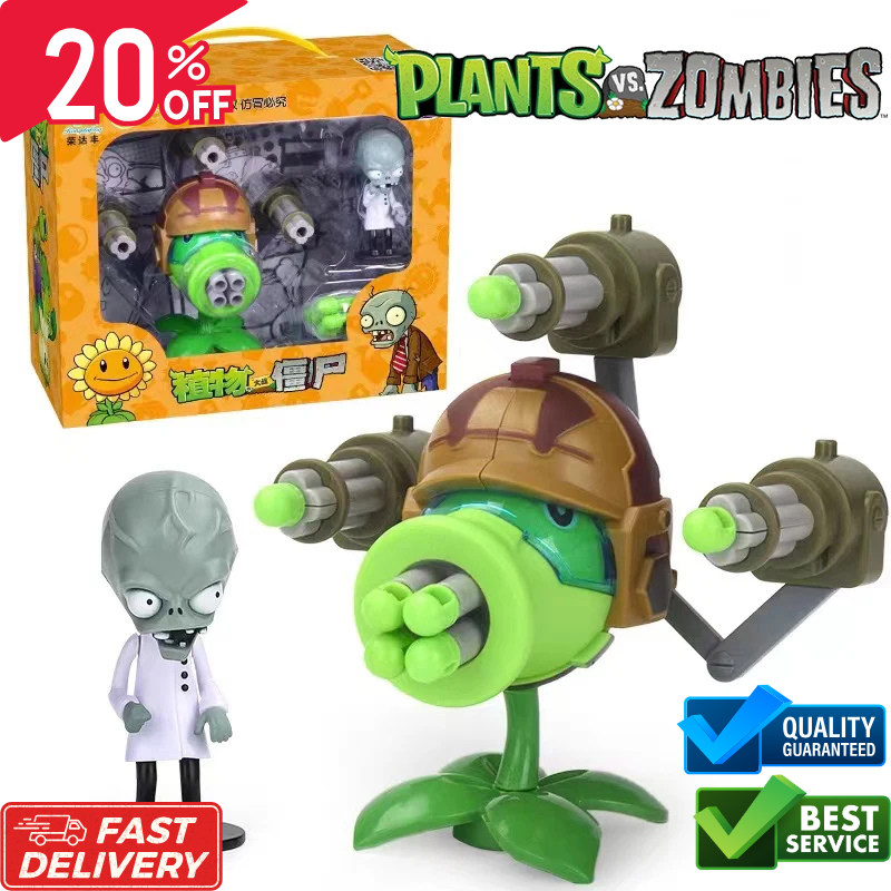Plants vs Zombies Action Figure Gatlin Pea Shooter Dr.Zombie Toys Gifts Set Kids