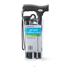 Medical Adjustable Folding Cane Lightweight Black Gel Grip Adjusts 32" - 36"