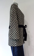 Manteau Heather B Gris Noir Crème Imprimé - Taille M - Laine Et Acrylique - Occasion Très Bon état