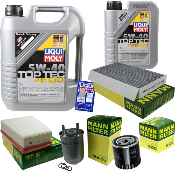 Mann Inspektionspaket 6L Liqui Moly Top Tec 4100 5W-40 FüR Renault Megane III-image