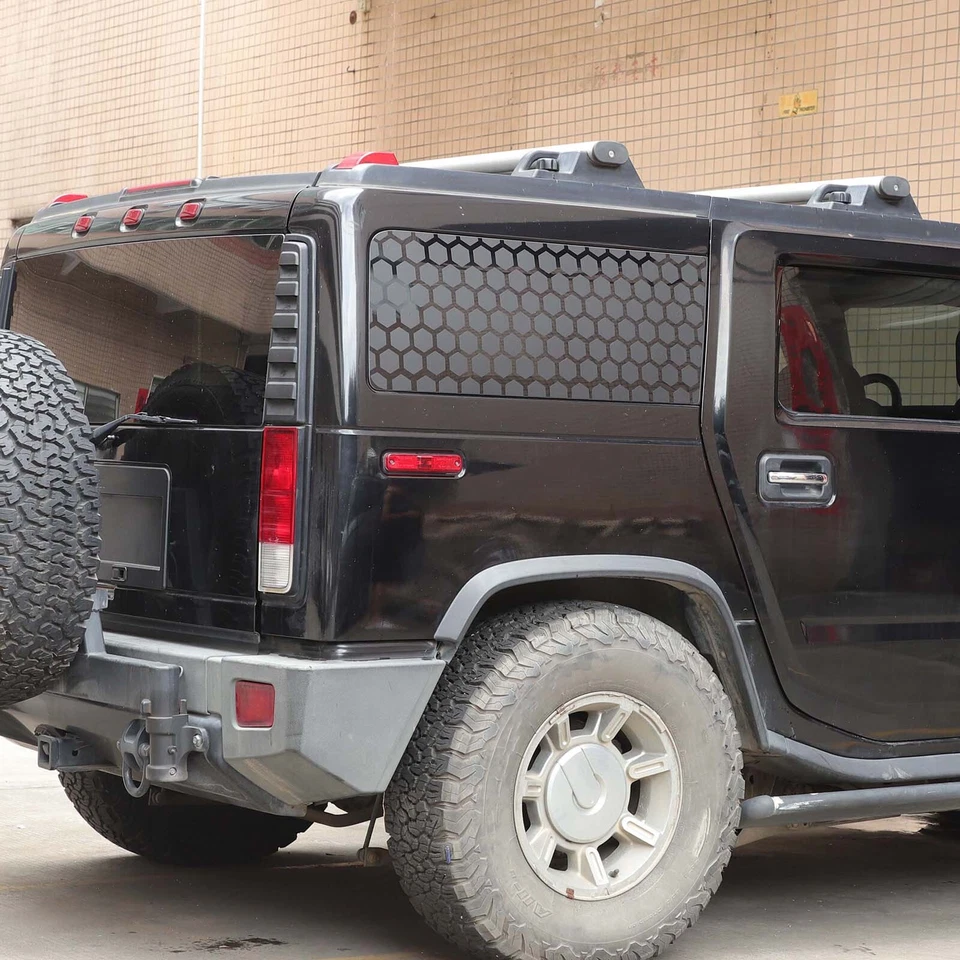 Calcomanía adhesiva de vidrio para ventana lateral trasera PVC negro para Hummer H2 2003-2009 Foto 3 de 4