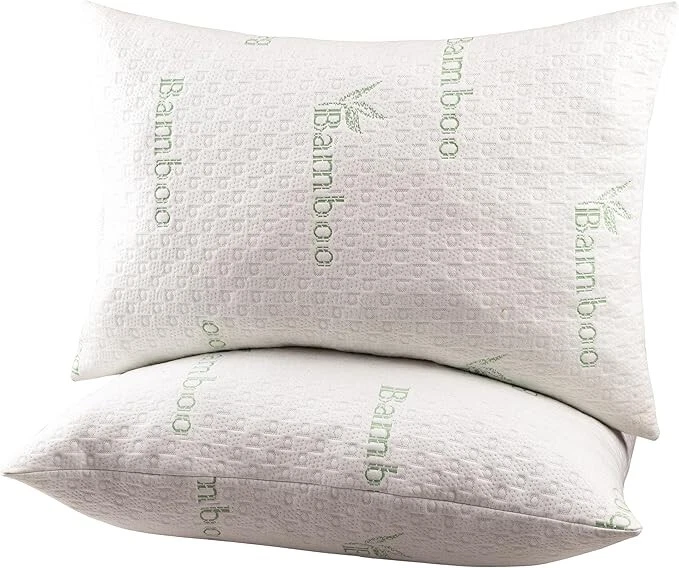 2- PACK Bamboo Pillow for Sleeping with Plush Fiber Fill Pillow for - Image 3 of 4