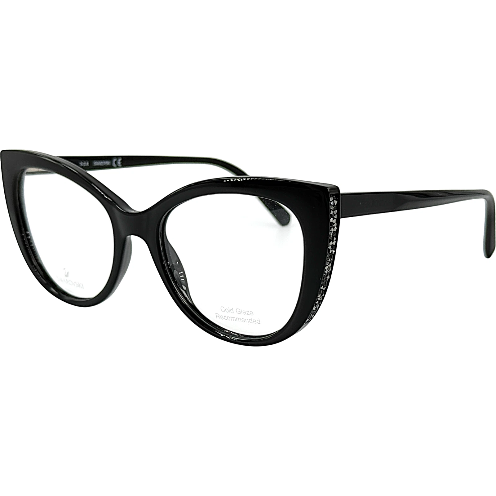 Swarovski SK5291 Womens Plastic Eyeglass Frame 001 Shiny Black 53 18