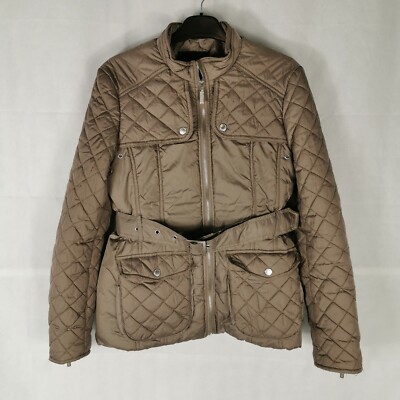 Damen Jacke Größe 10 FERAUD gesteppt Freizeit Country hellbraun Gürtel