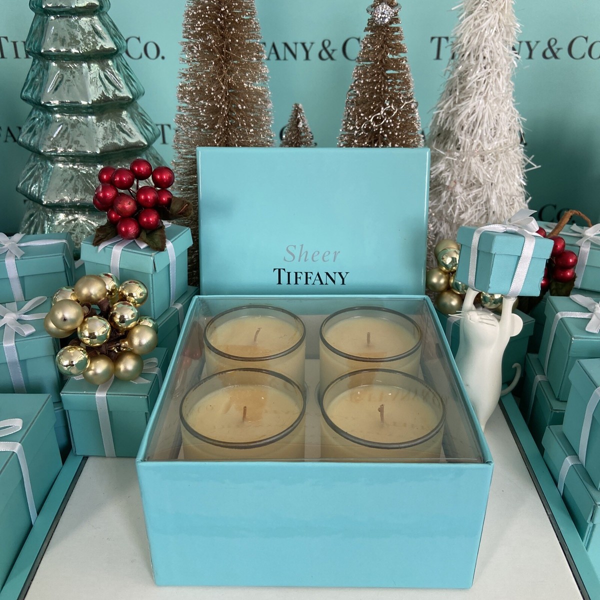 TIFFANY＆Co ティファニー オーナメント Tiffany&Co Sheer Tiffany Scented Candle Votive Set Of 4 W