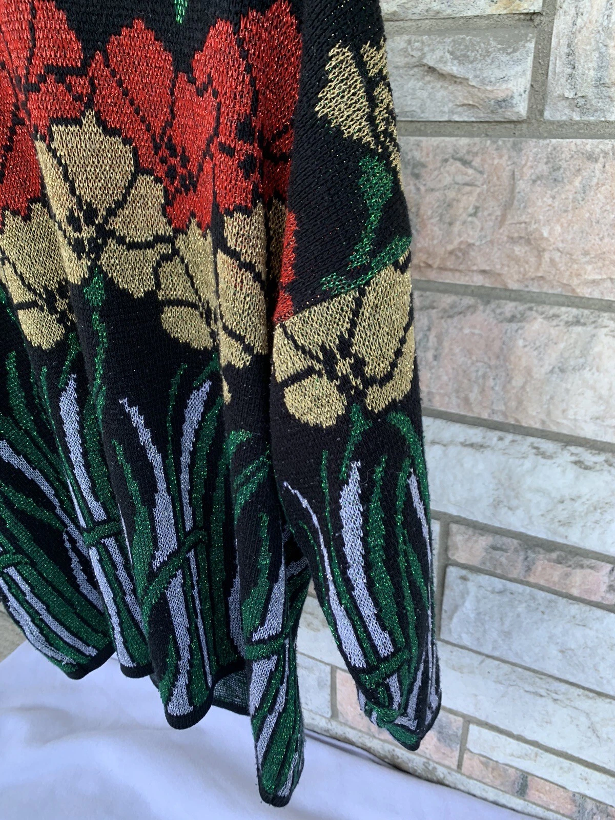 Nutcracker Ugly Christmas Sweater Floral Womens Plus size 2x Sparkly Lurex