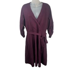 Eliza J Faux Wrap Purple A-Line Removable Belt Jersey Dress Women's Size XL