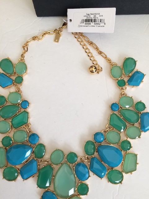NWT kate spade "Crystal Fiesta Statement Necklace, Turquoise Green Gold, $328