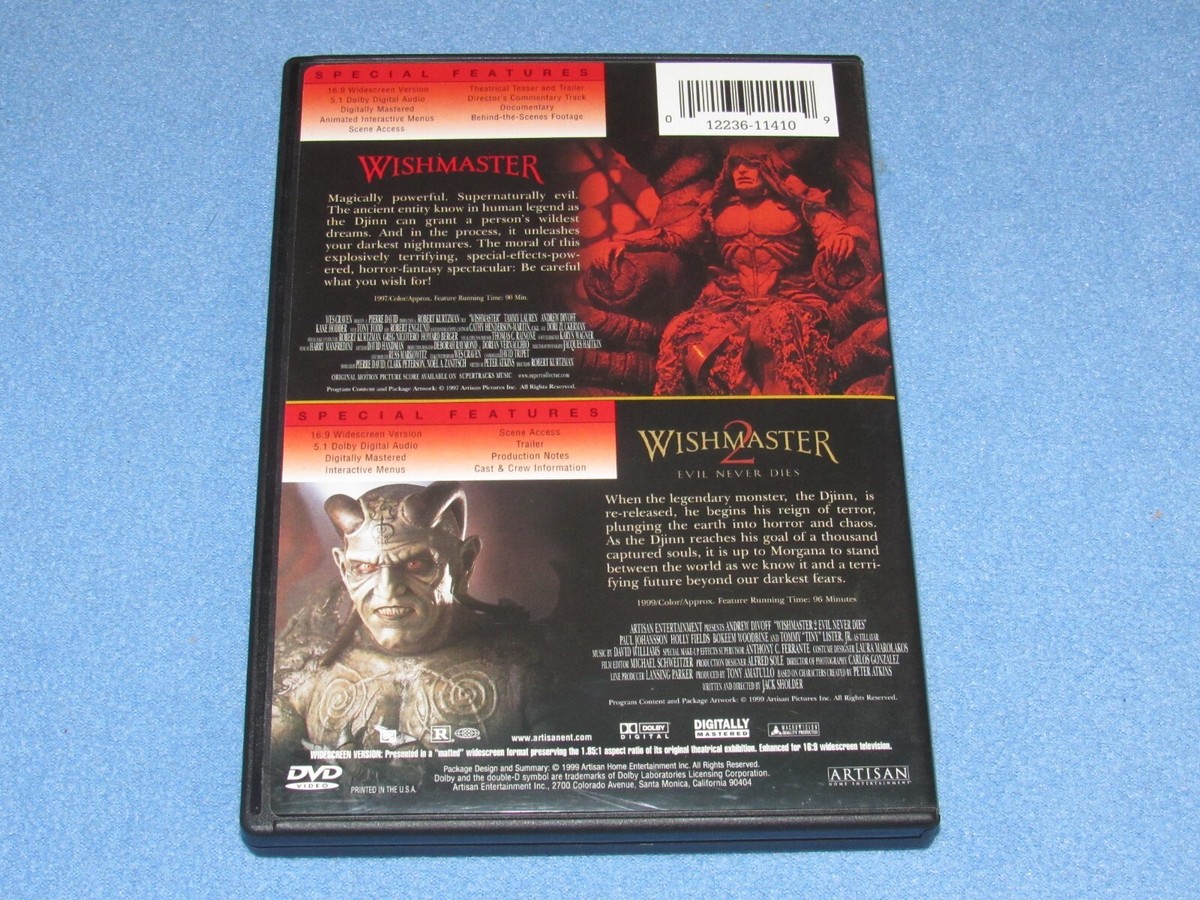 3-Film DVD Lot: WISHMASTER TRILOGY (1, Evil Never Dies