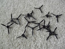 Lot of 12 Small RC Model Airplane Black Nylon 3 Blade Propellers .75" Blade NOS