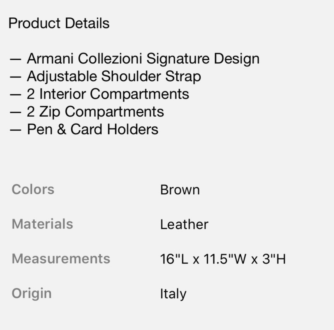 Armani Collezioni Brief Bag Dark Tan image 10