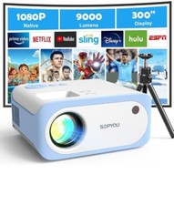 Mini Projector, 1080P Full HD 9000L SOPYOU Movie Outdoor Projector 4K...