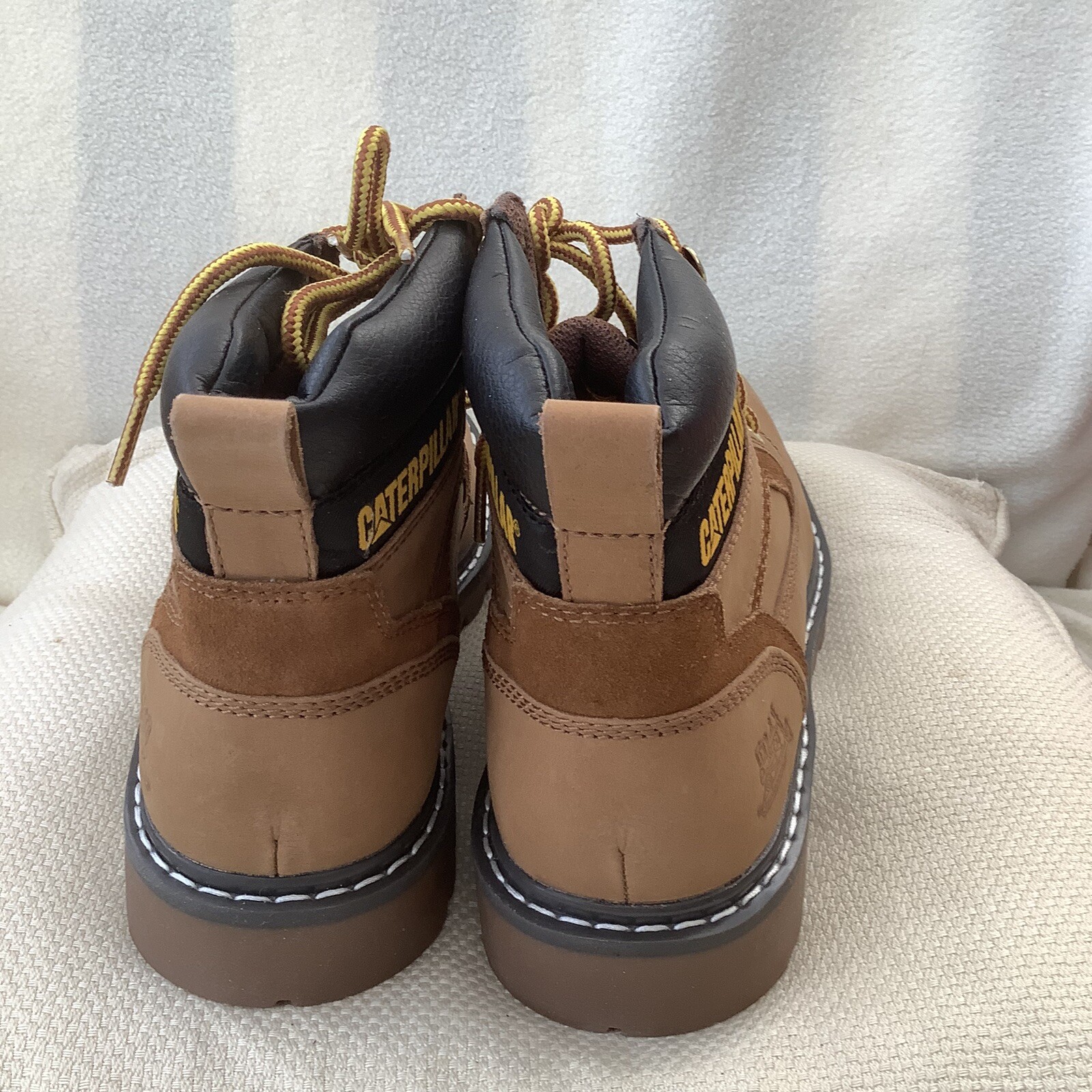 MENS CAT CATERPILLAR BROWN LEATHER BOOTS SIZE 7 / 41 WIDE BNIB eBay