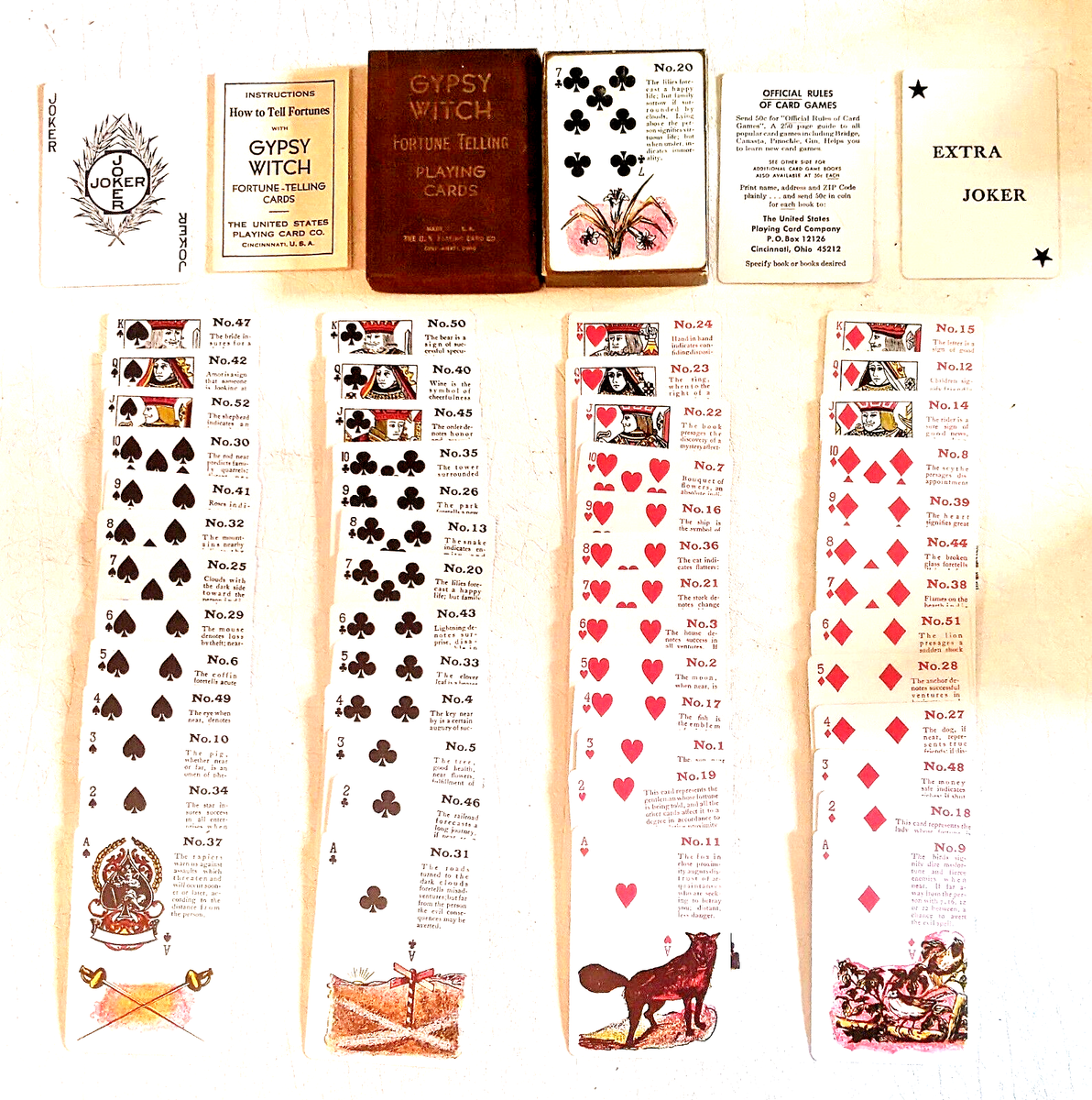 VTG U.S. Playing Card Co 1940'S Gypsy Witch Fortune Telling Cards