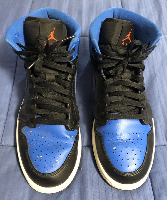 jordan 1 royal blue paint splatter