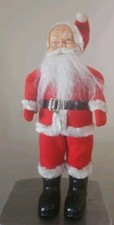 Vintage Rubber Face Santa Claus Velveteen Suit 10 Inches Tall