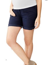 Gap Boyfriend pull on Khaki Maternity Shorts Size 00 Full Panel Navy Blue Twill