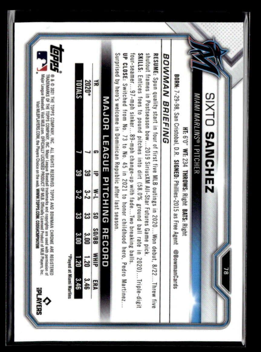 Sixto Sanchez #'d /25 RC - 2021 Bowman Chrome Orange Refractor