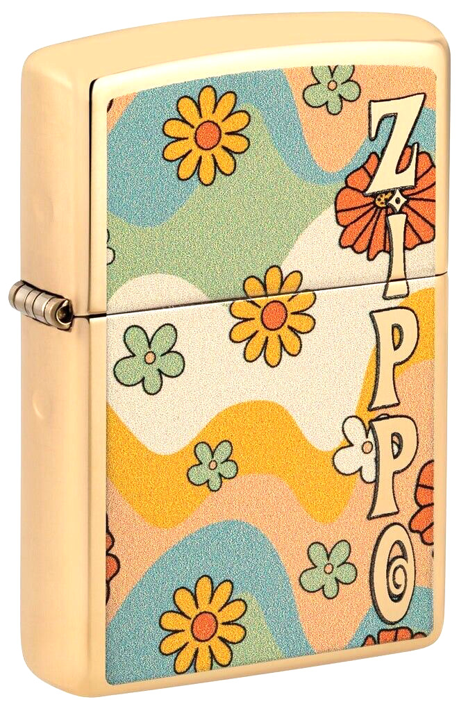 Zippo Windproof Flower Power Lighter with Logo, Hippie, 48503, New In Box