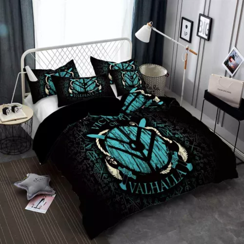 Norse Viking Rune Vegvisir Blood Eagle Duvet Quilt Cover Set Boy Bedding Single - Picture 3 of 28