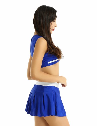 Womens Cheerleader Costume Cheer High School Girl Cosplay Fancy Dress Mini Skirt - Picture 94 of 121