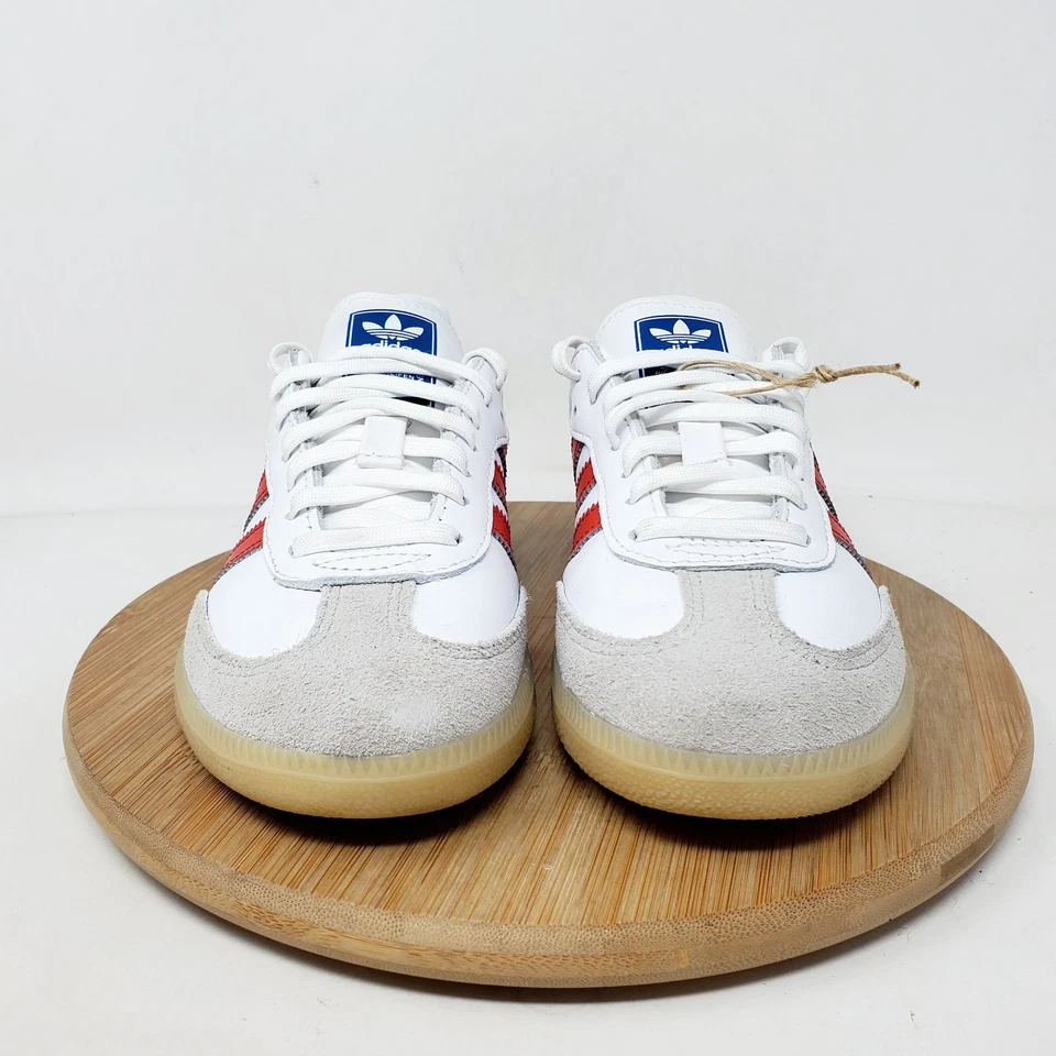 Adidas Samba OG Shoes Kids 2 Classic White Red Soccer Low Turf Indoor Sneaker - Image 3 of 4