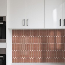 10 Sheets 12" x12'' Caramel Brown Arch Peel and Stick Backsplash Wall Tile, W...