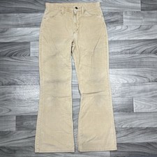 Vintage 60s 70s Corduroy Wrangler Pants Size 30 x 30 Beige Talon Zip USA Made