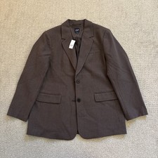 GAP Houndstooth Blazer Jacket Mens Size M Brown Poly Blend Classic Fit 2 Button