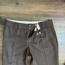 Brown Pinstripe Straight Dress pants