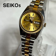 Seiko 5 Automatic Women's Watch Model 4206-0510 Gold Silver Combo