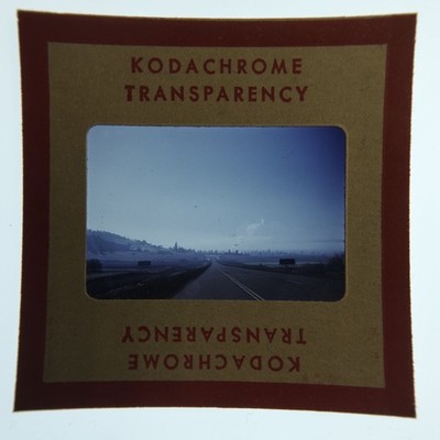 Vintage 35mm Kodachrome Slide Open Road Highway Winter Landscape USA Scene