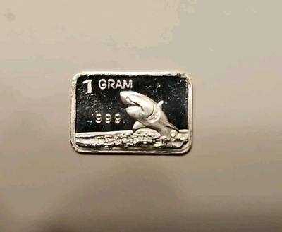 #ad Great White Shark 1 Gram Silver Bar $11.00