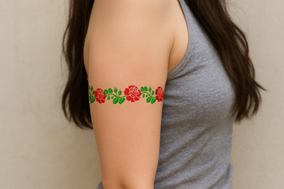 Englisches Rosenarmband temporäres Tattoo wasserdicht hält 1 Woche England Rosen Körper