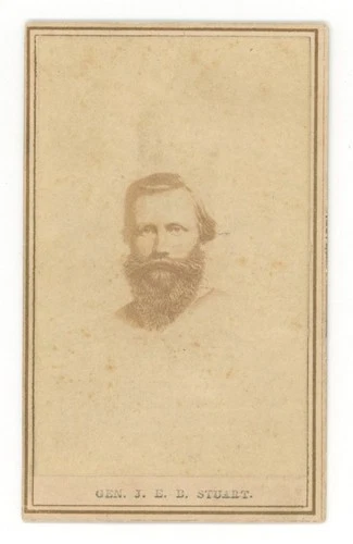 J.E.B. Stuart CDV Photograph – Engraved Portrait Civil War Confederate General