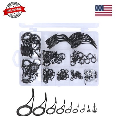 90pcs 9 Sizes Fishing Rod Guide Tip - Spinning Eyes Rings Top Guides 60Pcs, S...