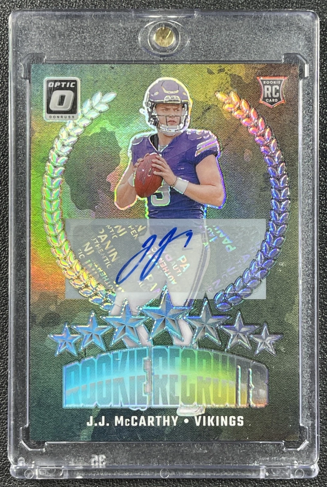 JJ McCarthy Panini Donruss Optic Rookie Recruits #11 Autograph