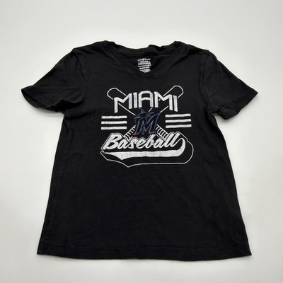 Miami Marlins Grenuine Merchandise By Team Athletics T-shirt Kids S Black.#45400