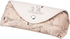Snoopy/Glasses Comic Semi-Hard Glasses Case with Button Magnet Synthetic Leather