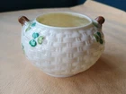 VINTAGE BELLEEK POTTERY SHAMROCK SUGAR BOWL 3RD PERIOD MARK 1926-1946